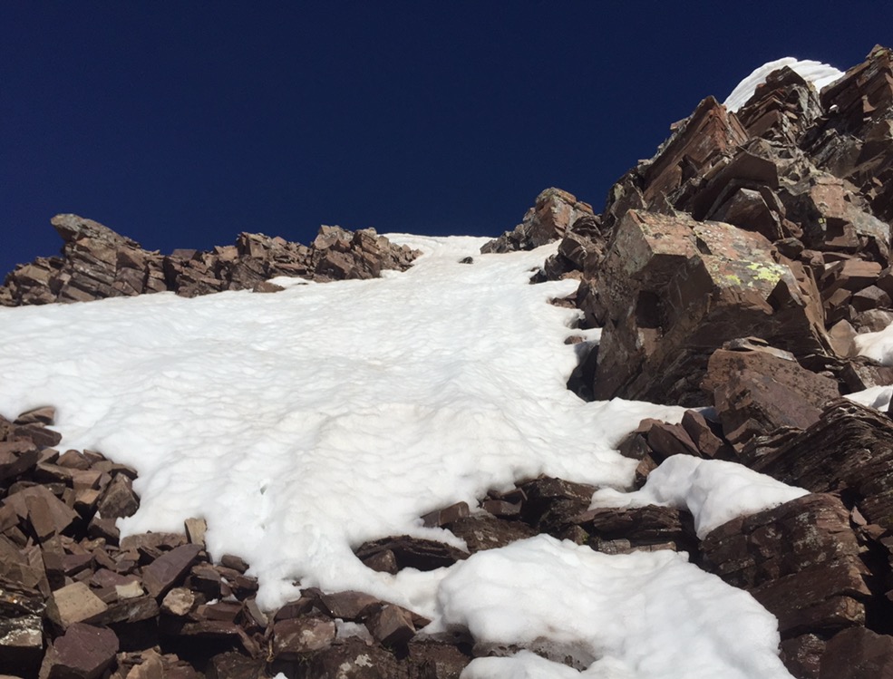 Just below the summit in June - do you think that looks skiable? 